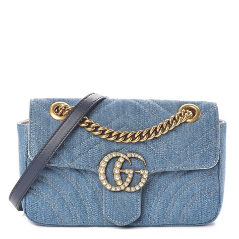 gucci denim bag review|Gucci denim marmont bag.